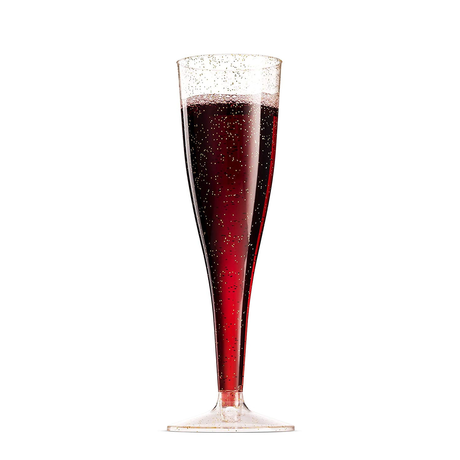 100 Pack Gold Glitter Plastic Champagne Flutes 5 Oz Clear Plastic Toasting Glasses Disposable Wedding Party Cocktail Cups