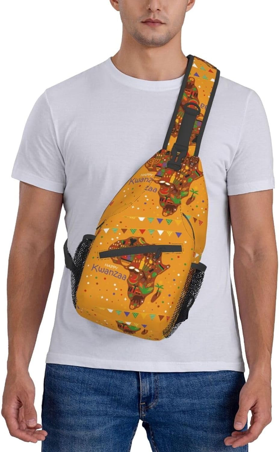 Happy Kwanzaa African Heritage Holiday Sling Bag Crossbody Hiking Travel Chest Bags Backpack Shoulder Daypack for Women Men