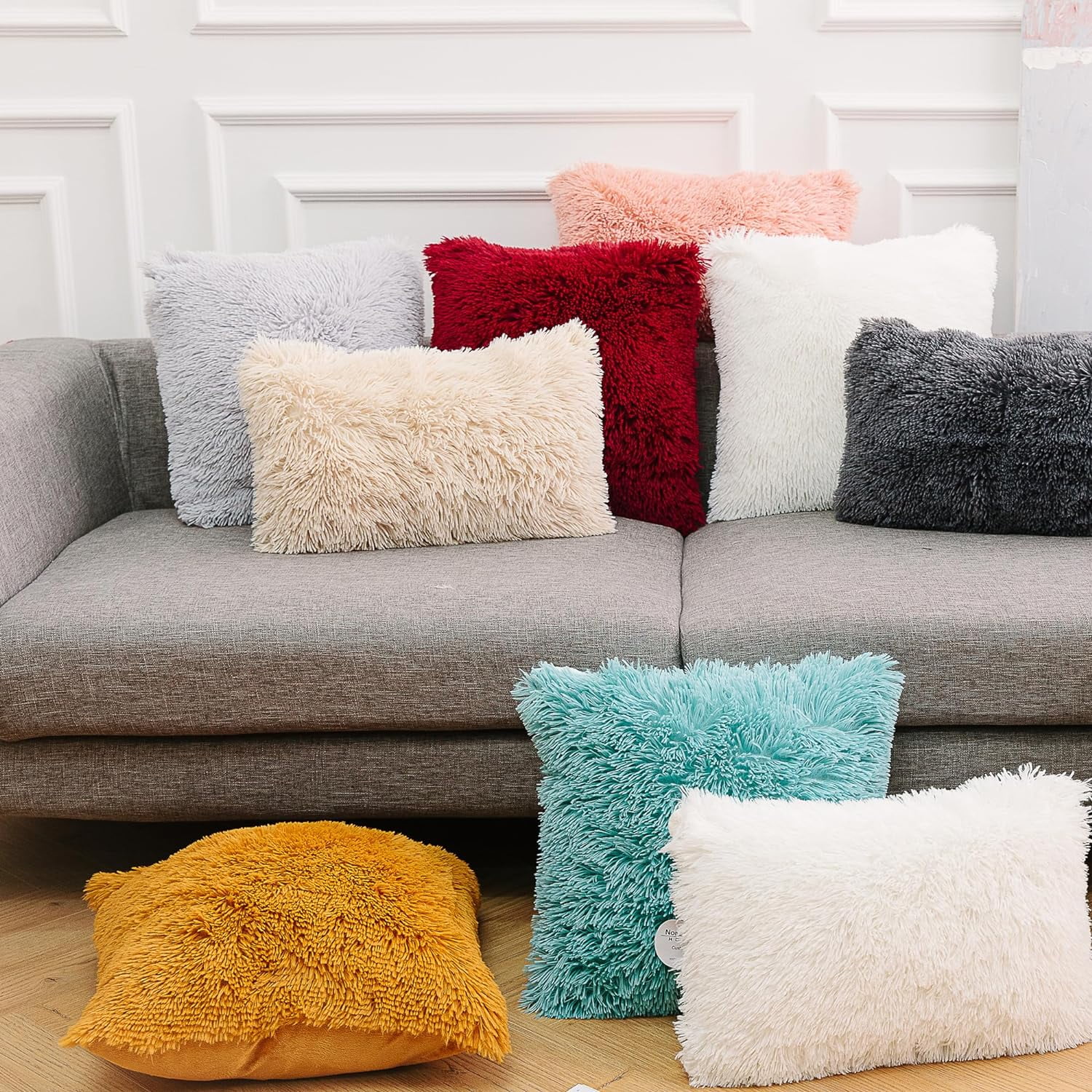 NordECO HOME Luxury Soft Faux Fur Fleece Cushion Cover Pillowcase  Decorative Throw Pillows Covers, No Pillow Insert, 18 x