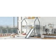 thumbnail image 3 of Newest Playhouse Twin over Full Pine Bunk Bed with Slide, Roof Design & Guardrails for Small Room, Gray, 3 of 13