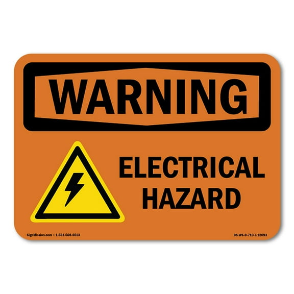OSHA WARNING Sign - Electrical Hazard With Symbol | Plastic Sign | Protect Your Business, Construction Site, Warehouse & Shop Area | Made in the USA