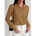 thumbnail image 4 of PRETTYGARDEN Womens Long Sleeve Collared Polo Sweater V Neck Knit Ribbed Business Casual Pullover Sweaters Fall Outfits, 4 of 8