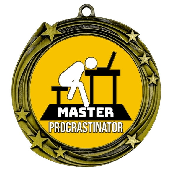 Master Procrastinator Novelty Stars Design Medal | Funny Coworker or Family Award | High Relief Quality Metal Medal