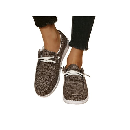 

Lacyhop Womens Walking Shoes Lightweight Canvas Shoe Breathable Casual Sneakers Sport Solid Loafers Comfortable Slip On Flats Coffee Brown 7