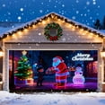 thumbnail image 4 of 16x7ft UV Activated Christmas Garage Door Cover Banner, Glows in Dark 2D Flat Holiday Garage Door Covers with Cartoon Santa and Elf, Xmas Outdoor Indoor Party Decoration - B, 4 of 7