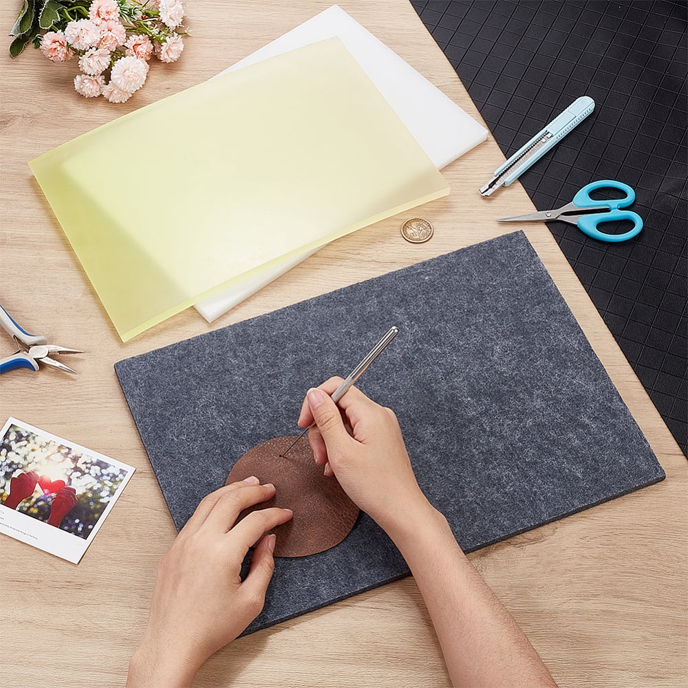 1 Set 1Pc Polyurethane Sheets & 1Pc Plastic Sheets & 1Pc Felt Fabric DIY Craft Supplies Rectangle Mixed Color 300~350x200~250x9~10mm 1pc/style