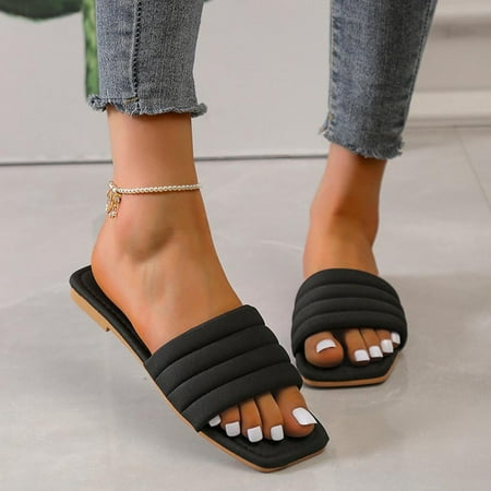 

Frostluinai Women Sandals Savings 2023! Woman s Head One-line Sandals Flat Slippers Color Everything Matching Sandals