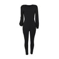 thumbnail image 5 of SEMPAI Women's Solid Color Bottoming Shoulder Zipper Fashion Casual Jumpsuits Jumpsuits Valentine's Day, 5 of 5