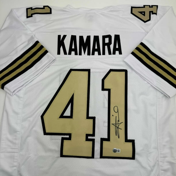 Autographed Signed Alvin Kamara New Orleans White Color Rush Football Jersey Beckett BAS COA Walmart Business Supplies