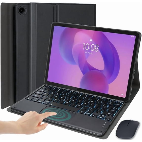 Slim 7-Color Backlight Keyboard Cover with Mouse, Black for Lenovo Idea Tab 11 Inch 2025