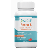 Safrel Senna-S Dual Action Natural Stool Softener & Laxative (200 Tablets) | Relieves Constipation, Gas, Bloating | Gentle on Upset Stomach | Safe Digestive Support (Generic Senokot-S) | Value Pack