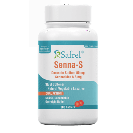 Safrel Senna-S Dual Action Natural Stool Softener & Laxative (200 Tablets) | Relieves Constipation, Gas, Bloating | Gentle on Upset Stomach | Safe Digestive Support (Generic Senokot-S) | Value Pack