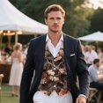 thumbnail image 3 of Yuyamidu Camo Hunting Men's Suit Vest Brown Wood Casual Waistcoat Vest for Men Size 2XL Leisure Dress Business Vests for Wedding Party Tuxedo V-neck Waistcoat with Pockets, 3 of 7