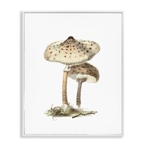 Stupell Industries Neutral Brown Mushrooms Botanical & Floral Painting White Framed Art Print Wall Art, 16 x 20