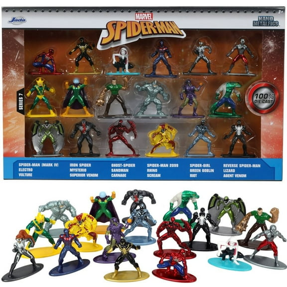 Spider-Man: Jada Toys Nano Minifigs Marvel Spider-Man Wave 7 Die-Cast Action Figures 18 Count