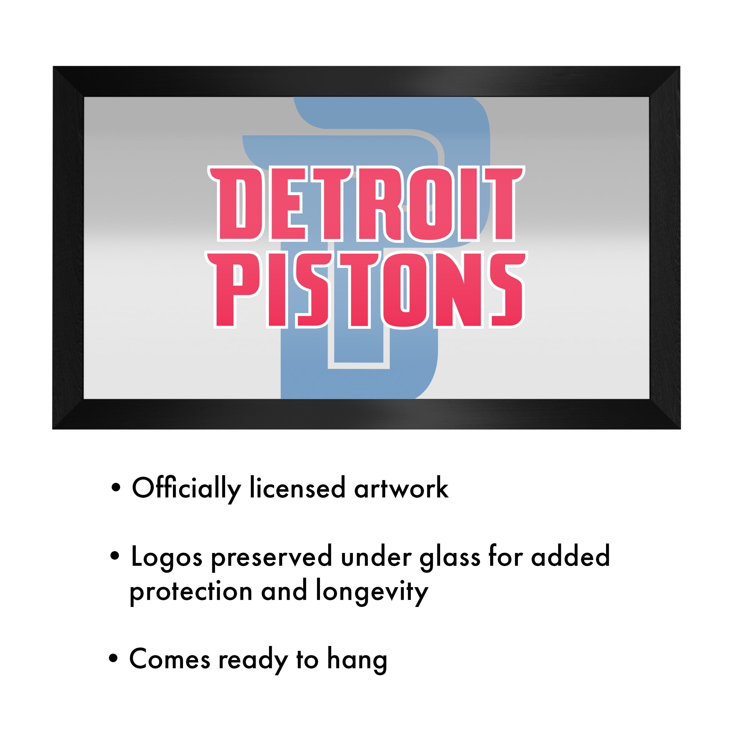 Detroit Pistons Fade Ready-To-Hang Black Framed Wall Mirror