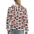 thumbnail image 7 of Uemuo Ladybugs on Black and White Striped1 Pattern Women's Hoodie with Eye-catching Drawstrings- Casual Pullover Hoodie with Kangaroo Pocket, Stylish Hooded Sweatshirt-Medium, 7 of 7