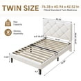 thumbnail image 3 of Twin Bed Frame with Upholstered Faux Leather Headboard, UHOMEPRO Platform Bed Frame with Wood Slat Support, No Box Spring Needed, Beige, 3 of 10