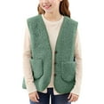 thumbnail image 2 of HUAXUN-Girls Winter Vest Jacket Toddler Puffer Vest Boys Girls Vest Puffy Sleeveless Jacket Coat Loose Fit Padded Sleeveless Coat with Pockets for Kids 5-14 Years(Green,5-6Years), 2 of 4