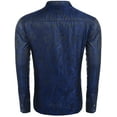 thumbnail image 3 of COOFANDY Men's Silk Satin Dress Shirt Long Sleeve Floral Printed Shirt Paisley Button Down Shirts for Wedding Party Prom Navy Blue S, 3 of 6