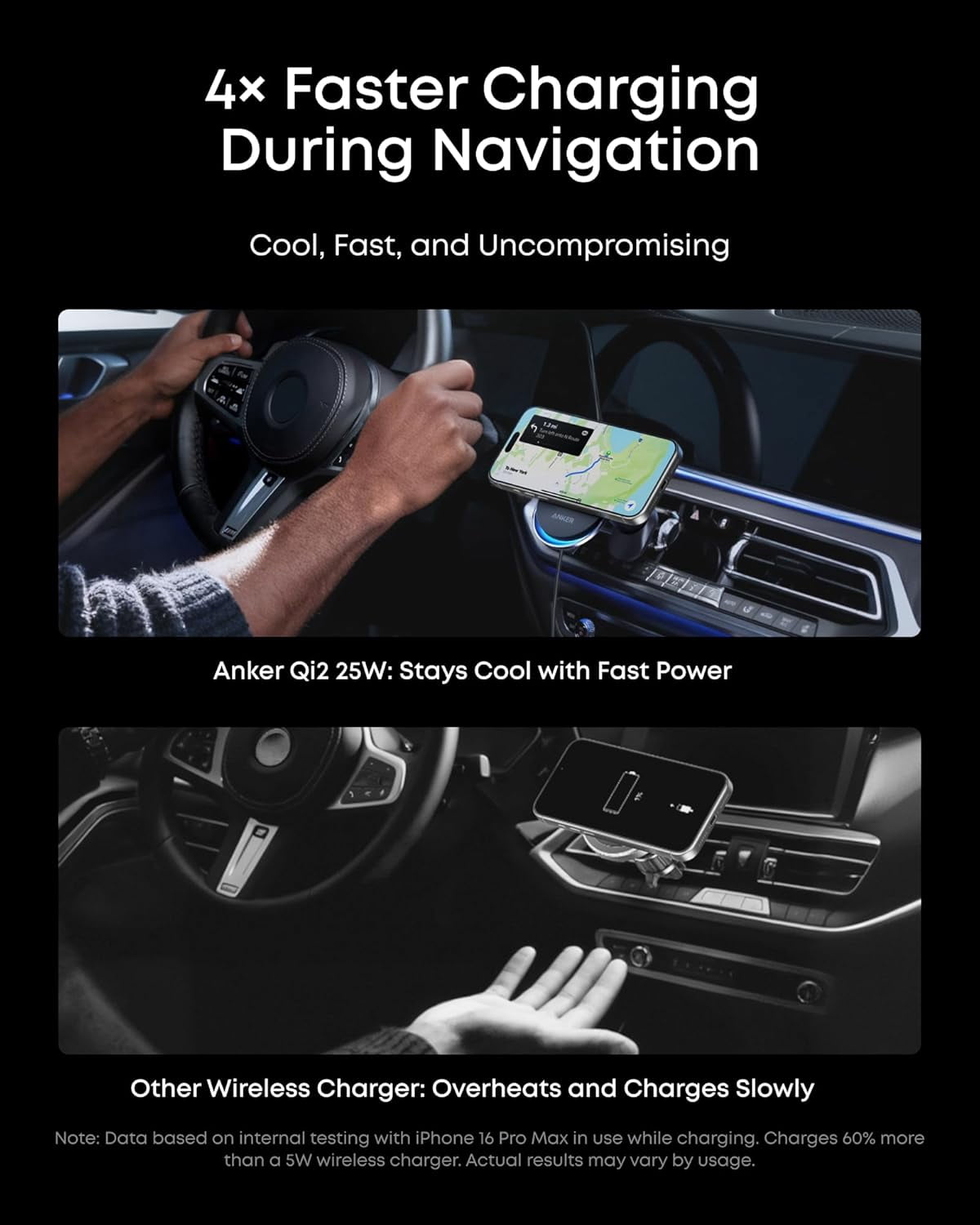 Anker Prime MagSafe Car Mount Charger, Qi2 25W Certified Wireless Car Charger with TEC Cooling, Strong Magnets, Air Vent Mount Compatible for iPhone 17-12 Series