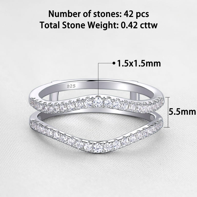Wedding Ring Guard Enhancers Engagement Rings for Women CZ Sterling Silver  Gold