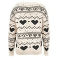 thumbnail image 5 of Holiday Sweaters For Women Fashion Bow Heart Print Casual Cute Long Sleeve Crew Neck Sweatshirt Winter Soft Warm Knit Holiday Pullover Tops Beige L, 5 of 5