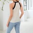 thumbnail image 7 of Womens Tops Fashion Solid Color Halter T Shirts Casual Loose Fit Sleeveless Standard Straps Summer Tops, 7 of 7