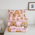 thumbnail image 5 of Manfei Cute Capybara Twin Comforter Sets,Lovely Initial A Bedding Set,Pink Brown,Pink Reversible,2-Piece,1 Comforter and 1 Pillowcase, 5 of 7