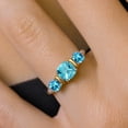 thumbnail image 4 of Gem Stone King 925 Sterling Silver and 10K Yellow Gold Swiss Blue Topaz 3 Stone Engagement Ring for Women (1.84 Cttw, Cushion Checkerboard Cut 6MM and 4MM, Available in Size 5, 6, 7, 8, 9), 4 of 4