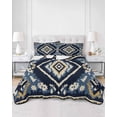 thumbnail image 3 of Navy Blue Brown Boho King Size Down Alternative Comforter, Lightweight Comforter Quilt Bedding Set with Pillow Shams Vintage Geometric Southwestern All Seasons Bed Comforter Duvet Insert 96"x106", 3 of 7