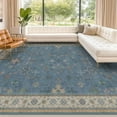 thumbnail image 6 of Washable Navy Blue Living Room Rug, 8x10 Area Rug For Bedroom, Dining Room Rugs for Under Table - Low Pile Non-Slip Rubber Backing Stain Resistant Rug - Aethestic Boho Home Decor (8x10 Navy Blue), 6 of 9