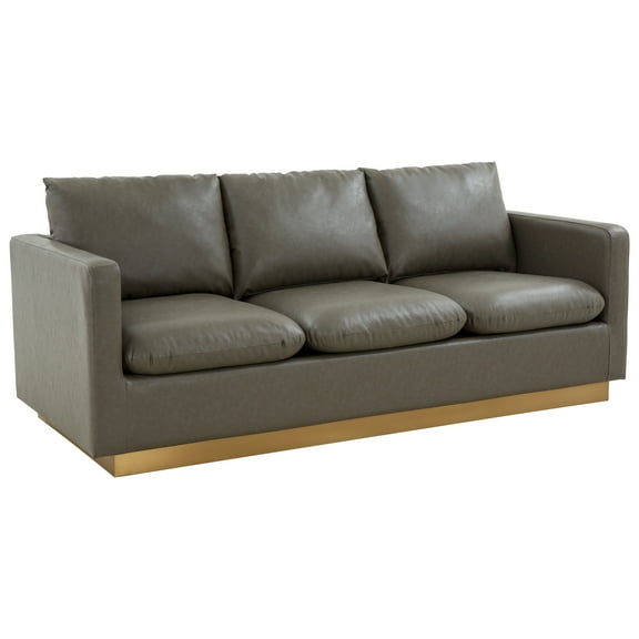 Modern Leather Sofa with Gold Frame - Boho Chic Living Room Furniture