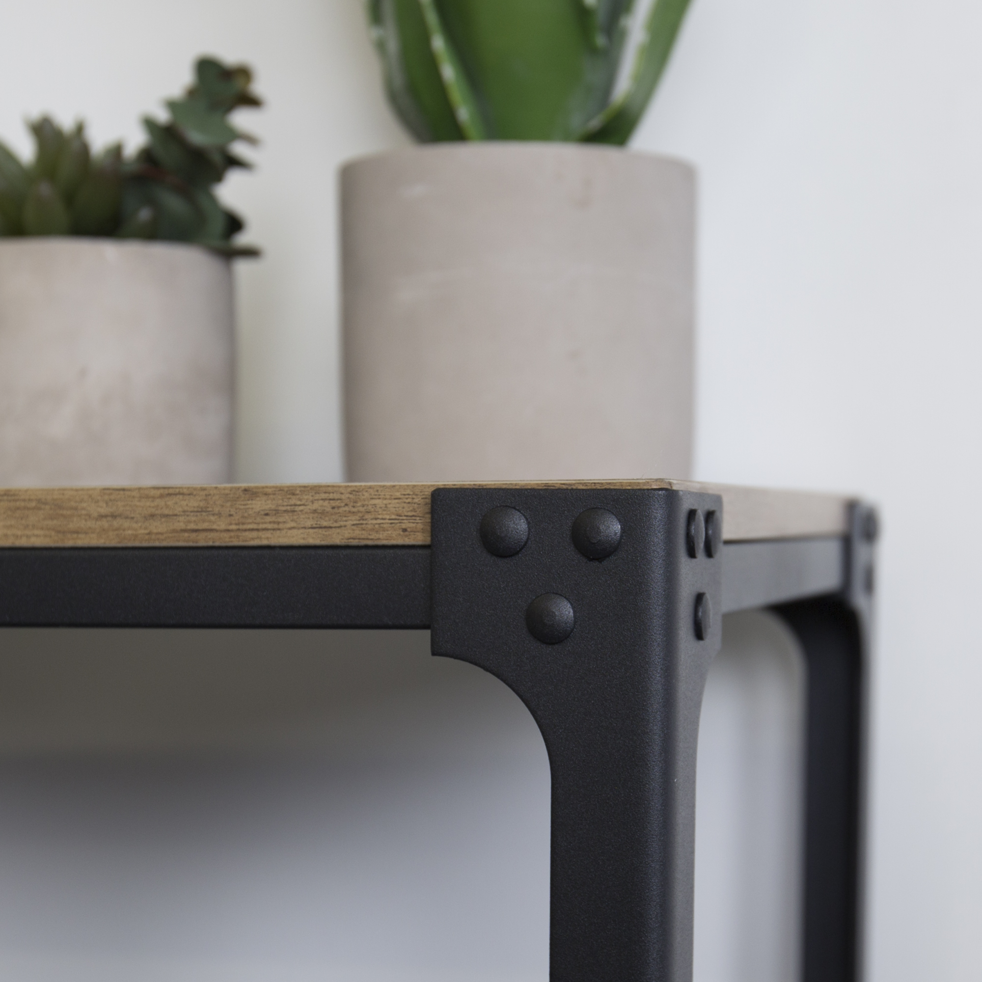 Manor Park Angle Iron Rustic Wood Entry Console Table, Barnwood