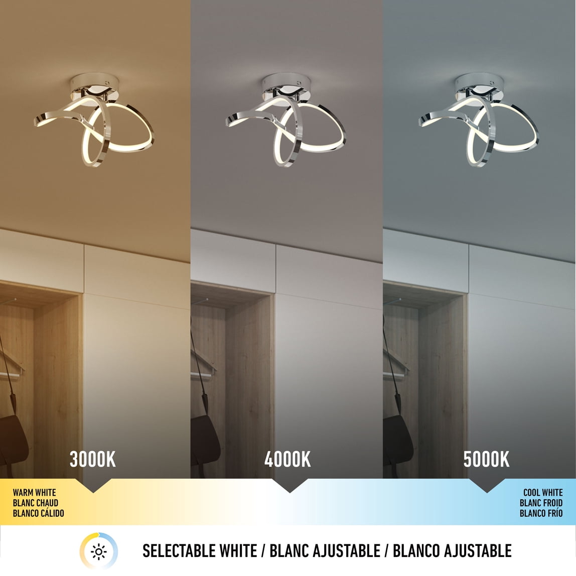 Artika Loop Flush Mount Light 3 CCT Chrome