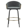 thumbnail image 2 of Contemporary Velvet and Metal 26" Counter Stool Set of 2 Grey and Black and Gold, 2 of 5