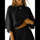 thumbnail image 2 of Conjuntos de Pijama para Mujer, Blusas Extragrandes de 3/4 y Pantalones Cortos con Cintura Elástica, Conjuntos de Estar por Casa. Negro L, 2 of 10