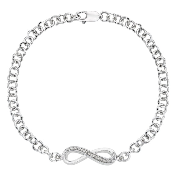 Diamond Infinity Bracelet in Sterling Silver (1/20 cttw)