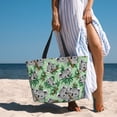 thumbnail image 5 of Large Beach Bags Water-resistant Sandproof - Green Gray Koala Print Cute Beach Tote Bags for Women with Zipper, 5 of 6