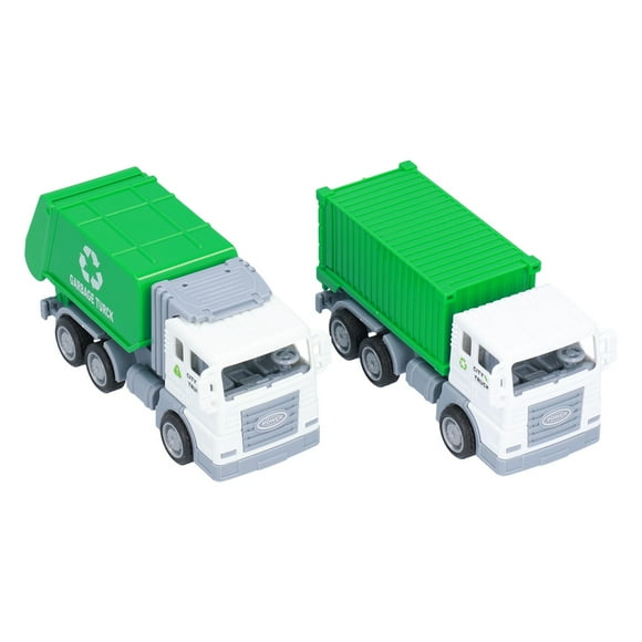 2 Pcs Children Garbage Truck Model Powered By Friction Wheels Sanitation Truck Car Model for Kids Birthday Gift