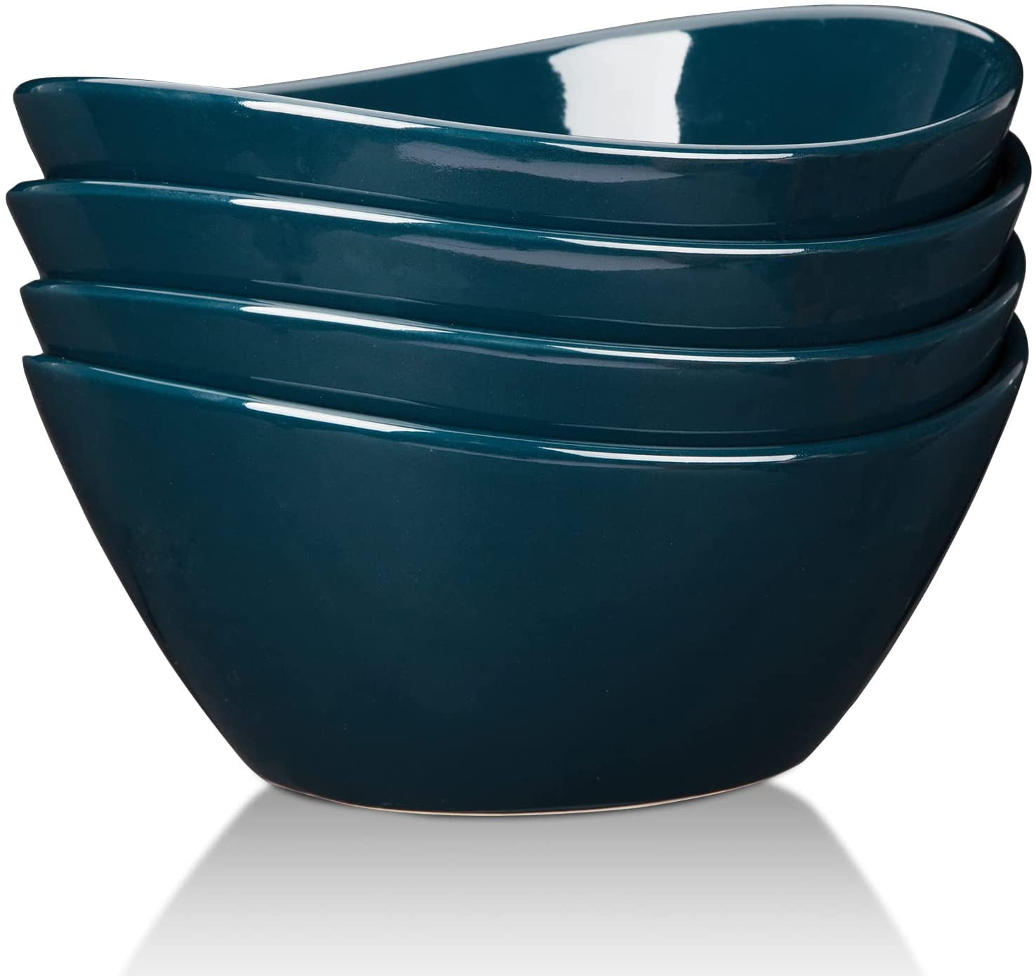 Salad and Desserts Bowl Set,White,Stackable for Cereal 5Pcs Porcelain Bowls 