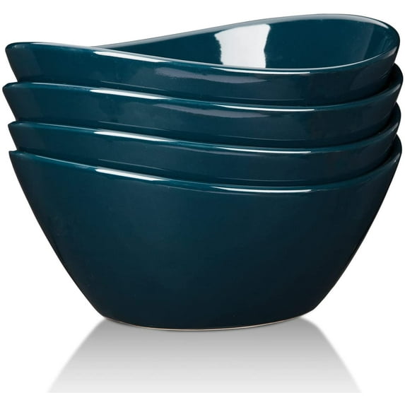 Cibeat 42 Ounce Porcelain Bowls Set of 4 Pack Premium White Ceramic Bowls for Cereal, Soup, Salad, Pasta, Prep, Rice, Ice cream, Microwave & Dishwasher Safe