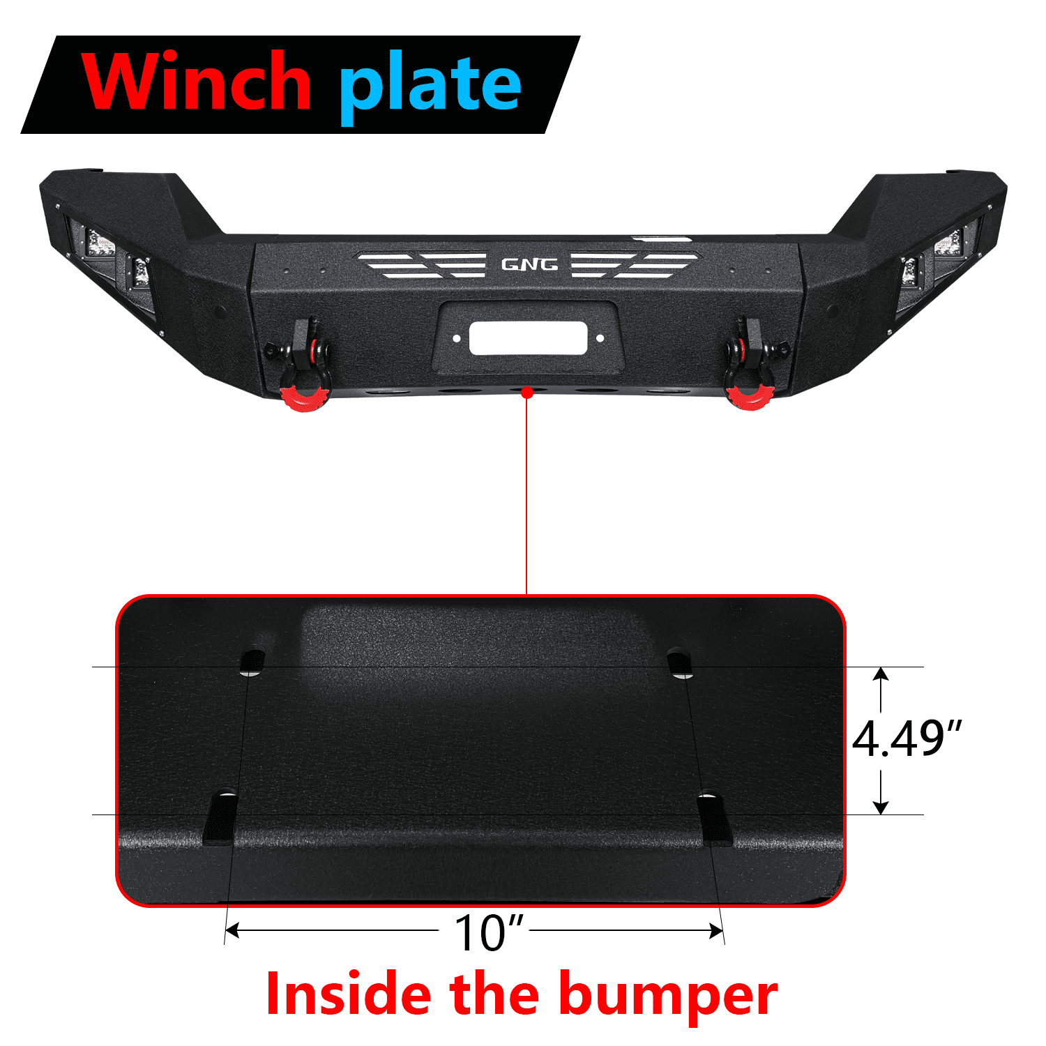 TIOYAR For 2011-2012-2013-2014-2015-2016 Ford F250/F350/F450/F550 Steel Front Bumper With Winch Plate&Square Lights (Black Texture)