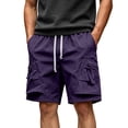 thumbnail image 2 of COSFO Mens Shorts Cargo Work Casual Solid Shorts Relaxed Fit Solid Drawstring with Pockets Elastic Waist Shorts, 2 of 9