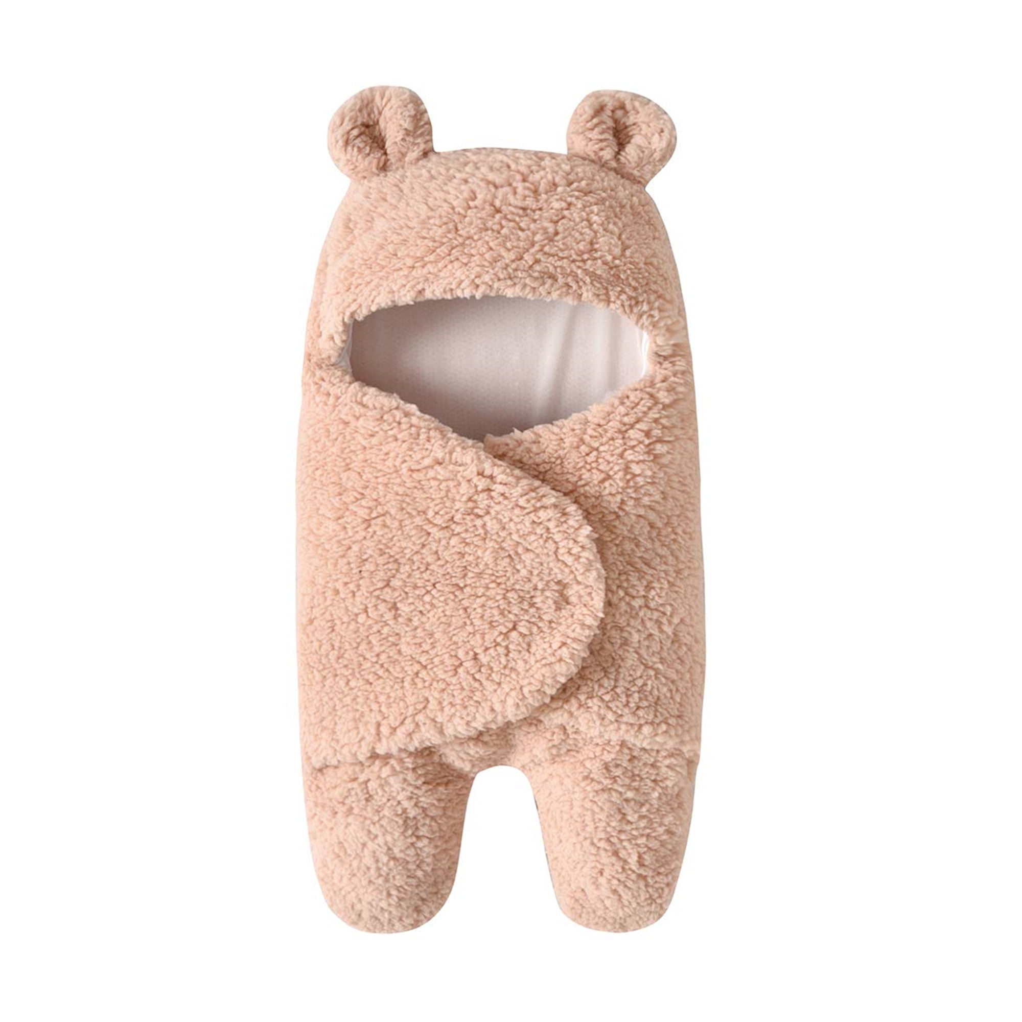 Newborn Fleece Teddy Bear Blanket Swaddle Baby Hooded Wrap Sleepsacks  Bags Warm 