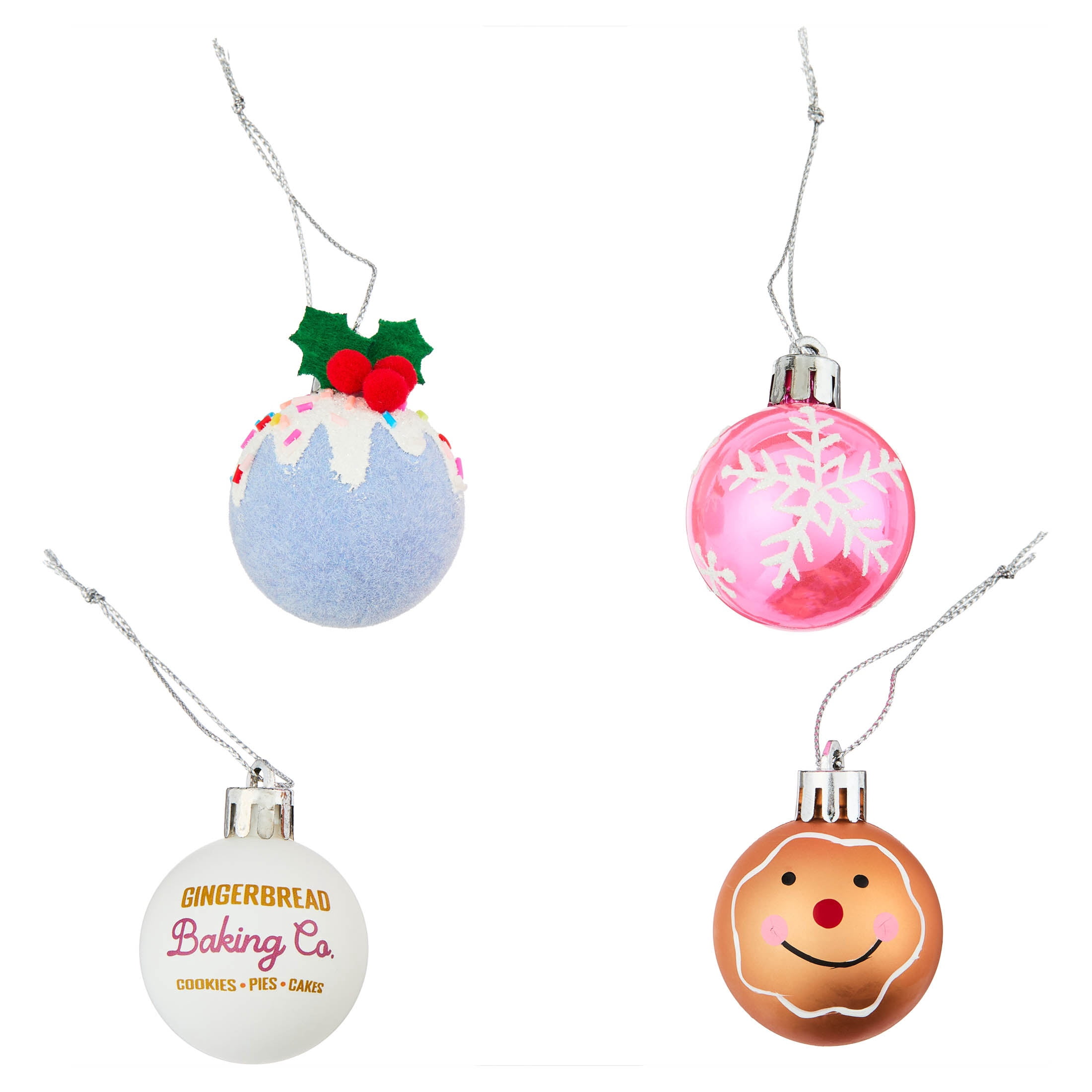 12-Count Multicolor Gingerbread Ball Mini Christmas Ornaments, 1.8", by Holiday Time