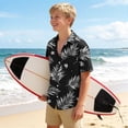 thumbnail image 6 of SERTG Boys Hawaiian Print Short Sleeve Shirt Turndown Collar Button Down Casual Top For Boys 3-15 Years Old Summer Fashion Shirt, 6 of 8