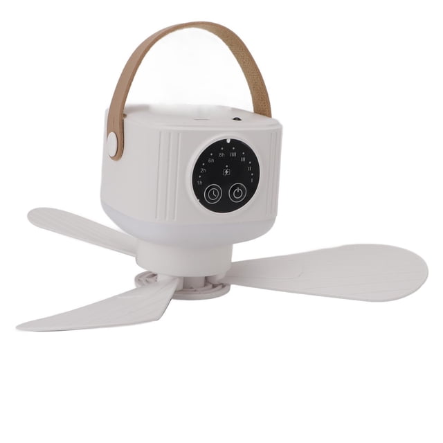 USB Ceiling Fan, Portable Remote Control 7200mAh Battery Outdoor Ceiling Fan Timing Function for Tent for Bed White,Beige