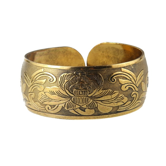HUANLEDASH Elephant Cuff Bracelet Vintage Tibetan Elephant/Flower Carved Open Bangle Ethnic Bronze Wide Bracelet for Women