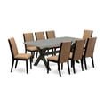 thumbnail image 2 of East West Furniture X697LA147-9 9-Piece Awesome Dining Room Set an Excellent Cement Color dining table Top and 8 Stunning Linen Fabric Dining Room Chairs with Stylish Chair Back, Wire Brushed Black Fi, 2 of 10